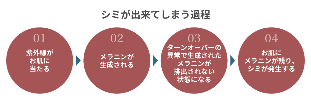 シミが出来る過程の解説図